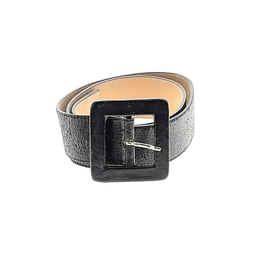 Leatherock Women’s Wide Black Genuine Leather Belt Black Buckle Size L34 M
